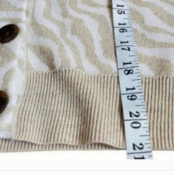Ulla Johnson Wool Tan Stripe Cream Puff Sleeve Cardigan Medium CICI - Picture 5 of 7